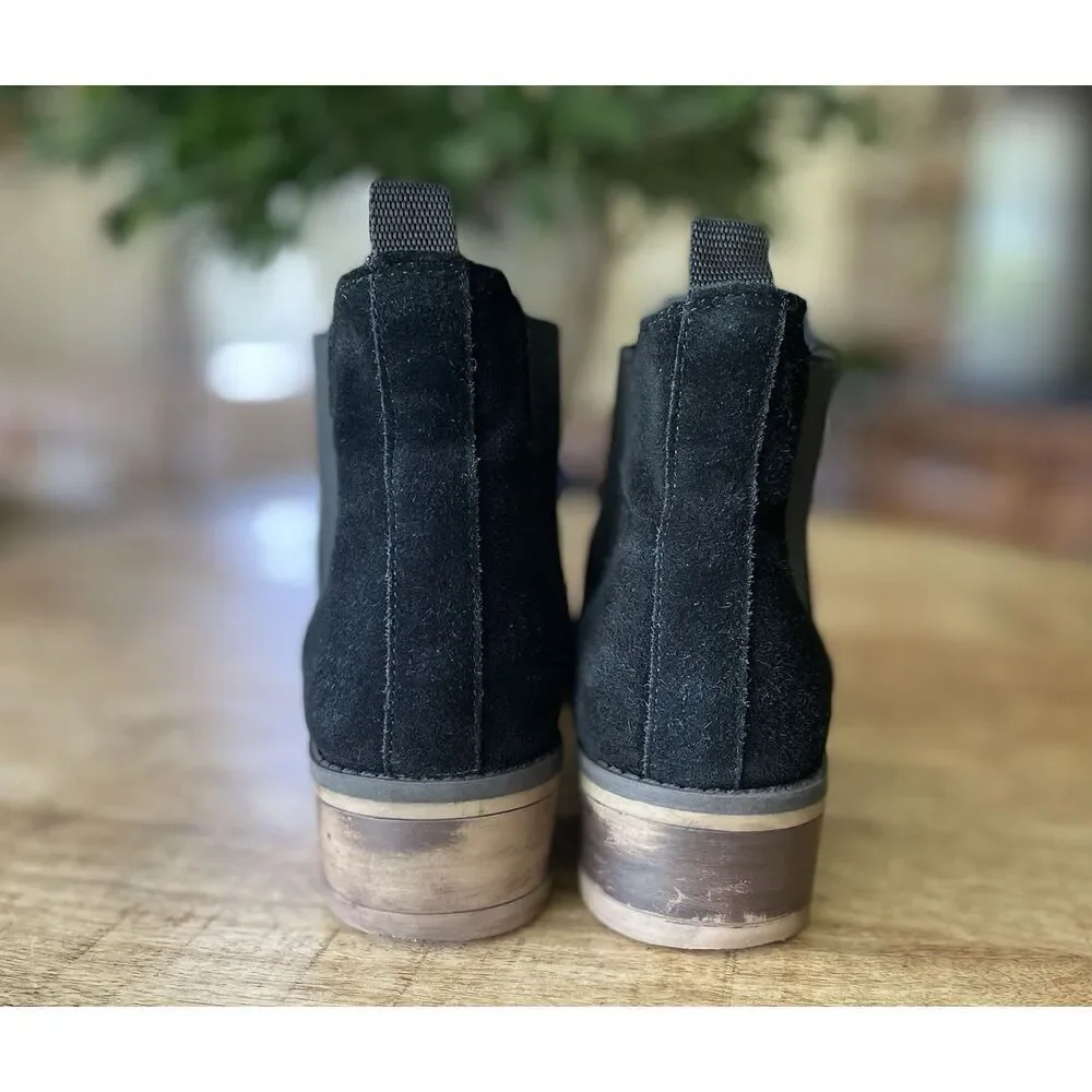 KENSIE Genuine Black Suede Women’s Pull On Chelsea Boot Size 6.5 M
